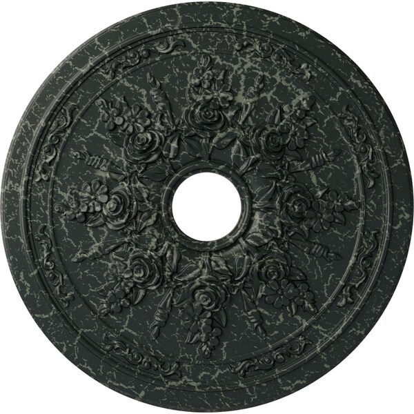 Ekena Millwork Rose and Ribbon Medallion (Canopies up to 4"), 23 5/8"OD x 4"ID x 1 1/2"P, Painted Turtle Crackle CM23ROPTC - main